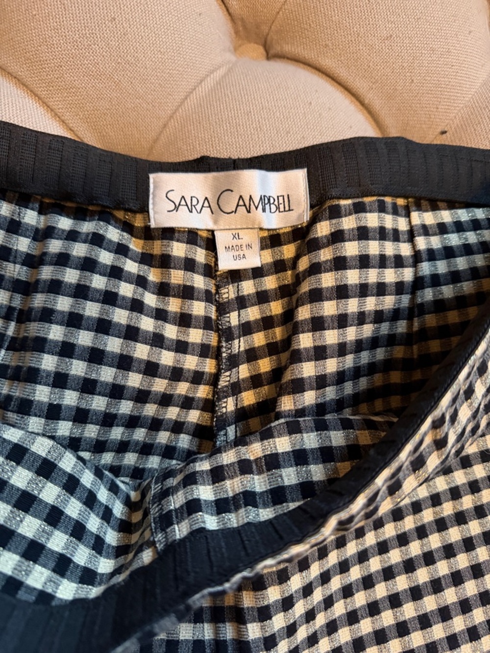 Sara Campbell Black & White Gingham pants - Picture 2 of 4